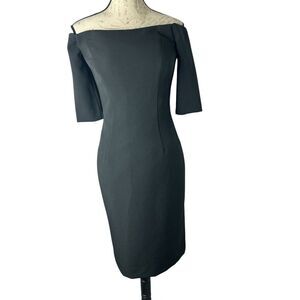 Milly Womens Off The Shoulder Short‎ Sleeved Zipped Closure Dress Black 4 NEW